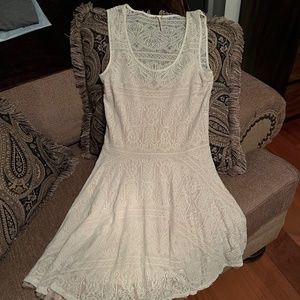Free People Ivory Lace Layer Dress, Size S